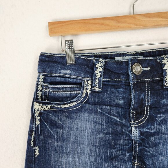 Daytrip Shorts Womens 26 Blue Virgo Low Rise Y2K Embroidered Denim Jean Bermuda - Picture 2 of 12